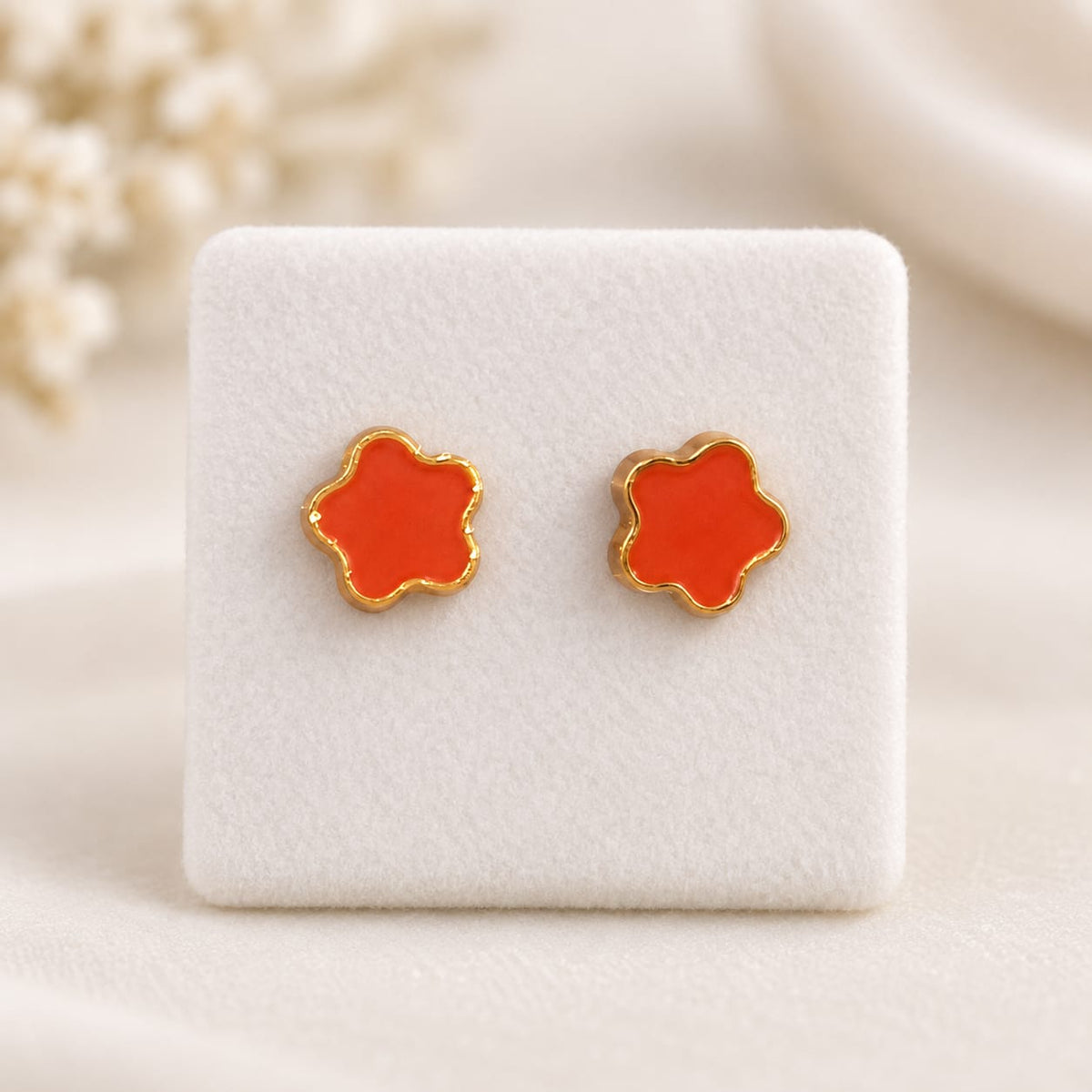 Orange Flower Kids Stud Earrings