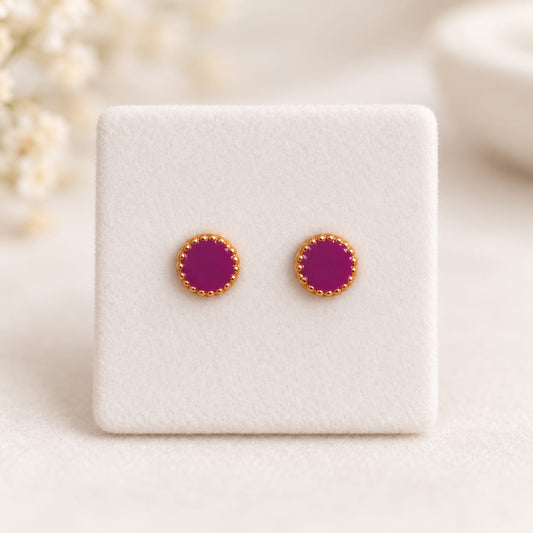 Magenta Round Kids Stud Earrings