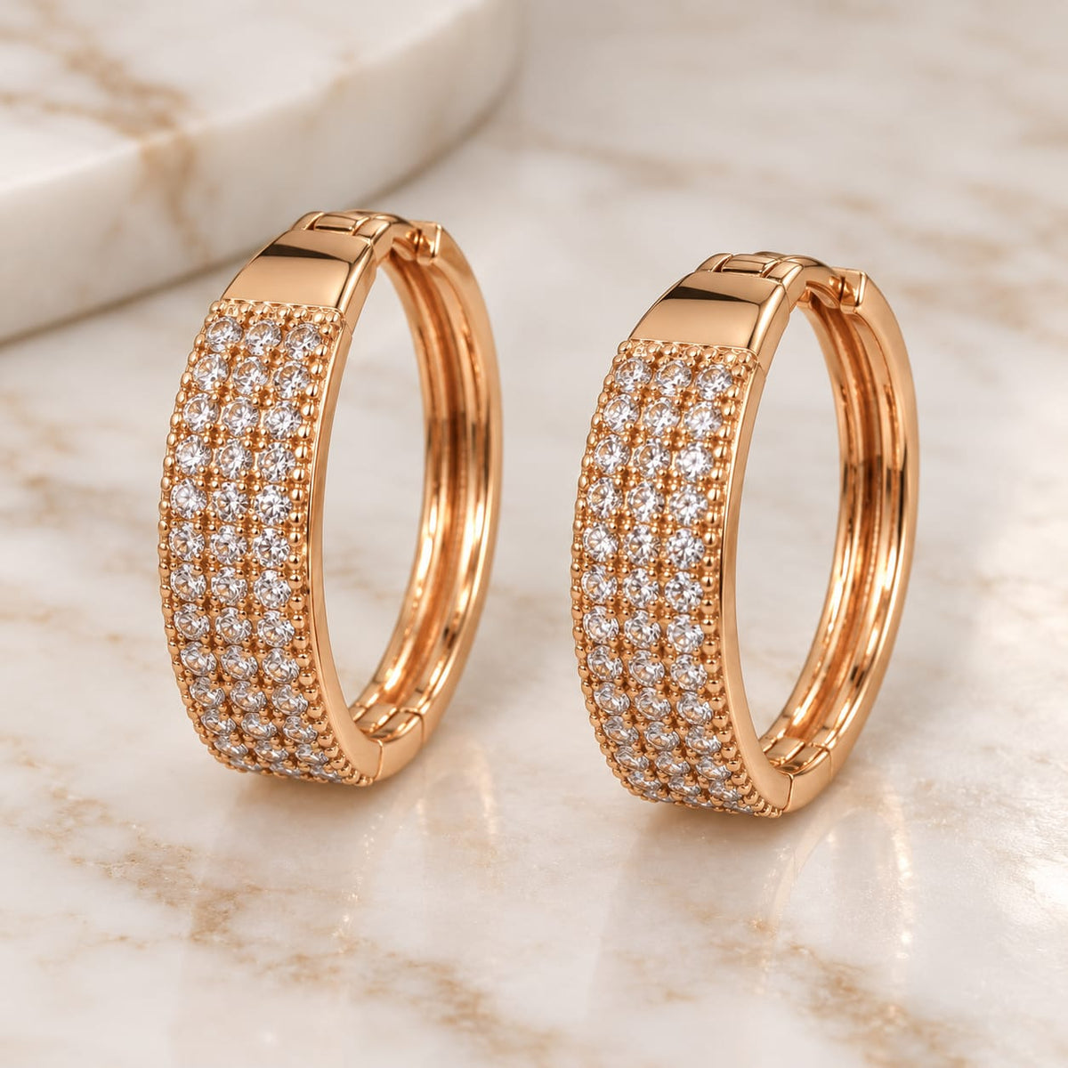 Glamour Stone Hoop Earrings