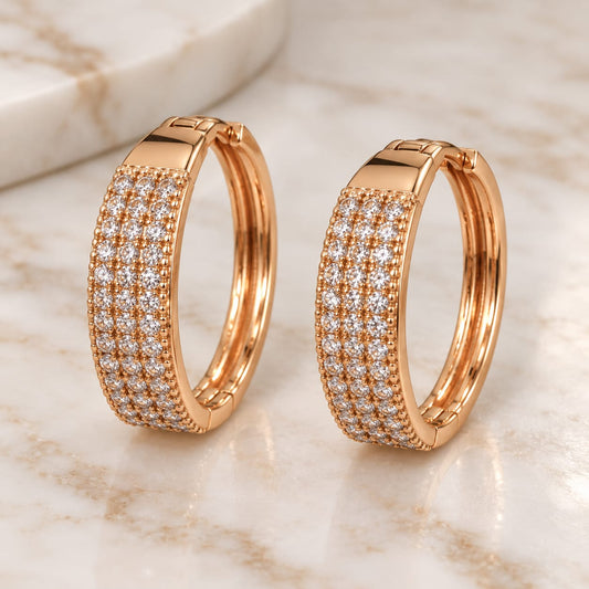 Glamour Stone Hoop Earrings