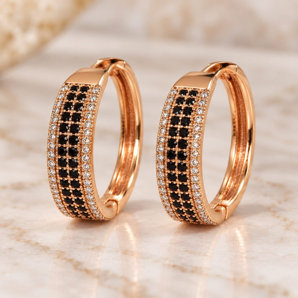 Glamour Stone Hoop Earrings