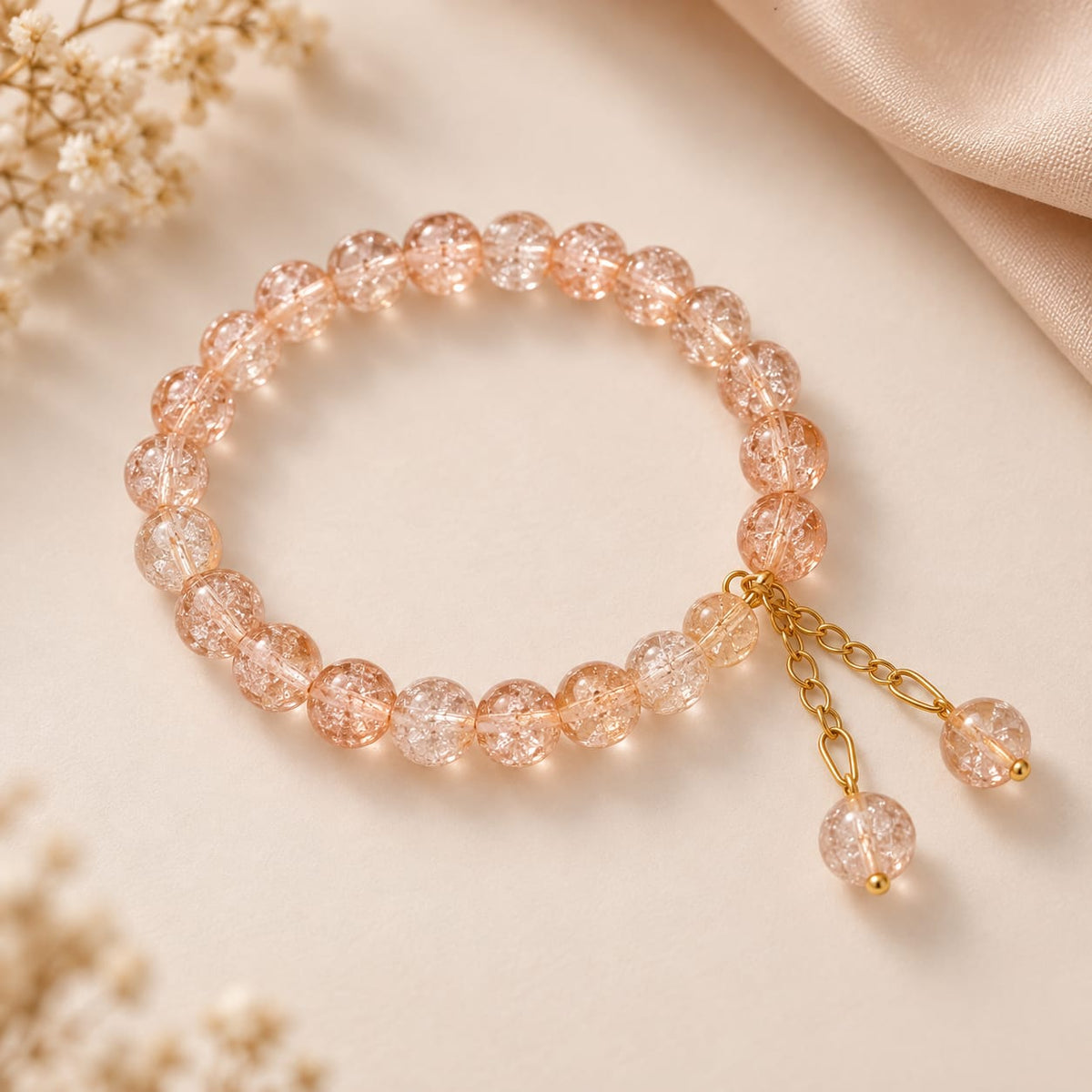 Blush Crystal Bead Charm Bracelet