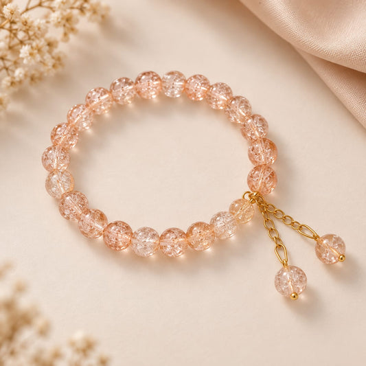 Blush Crystal Bead Charm Bracelet