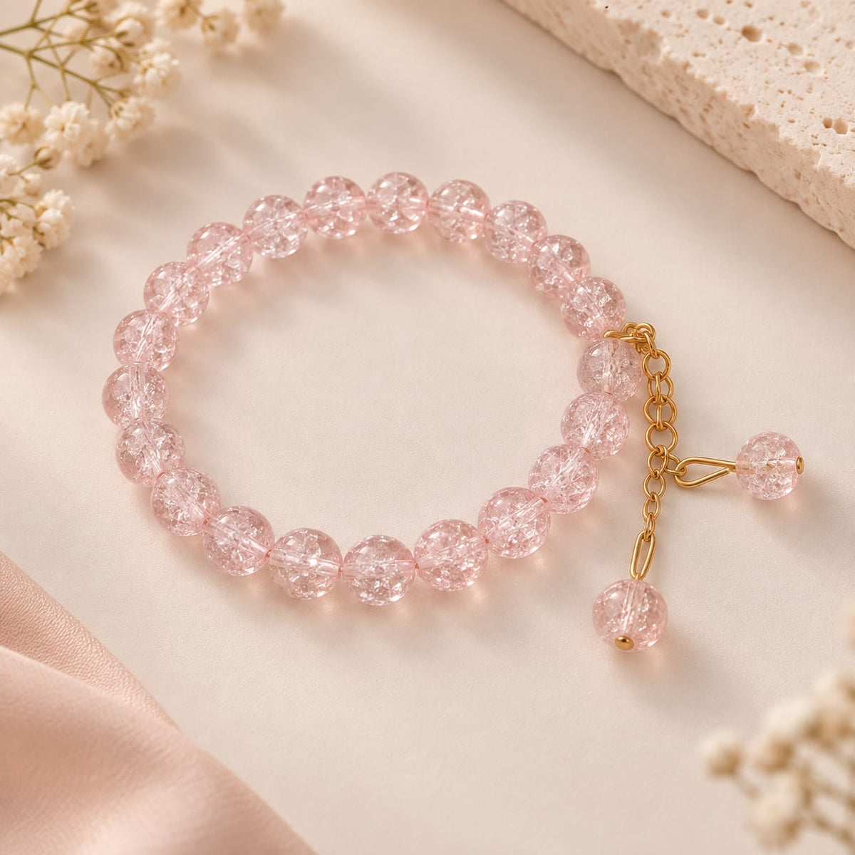Amber Glow Beaded Charm Bracelet