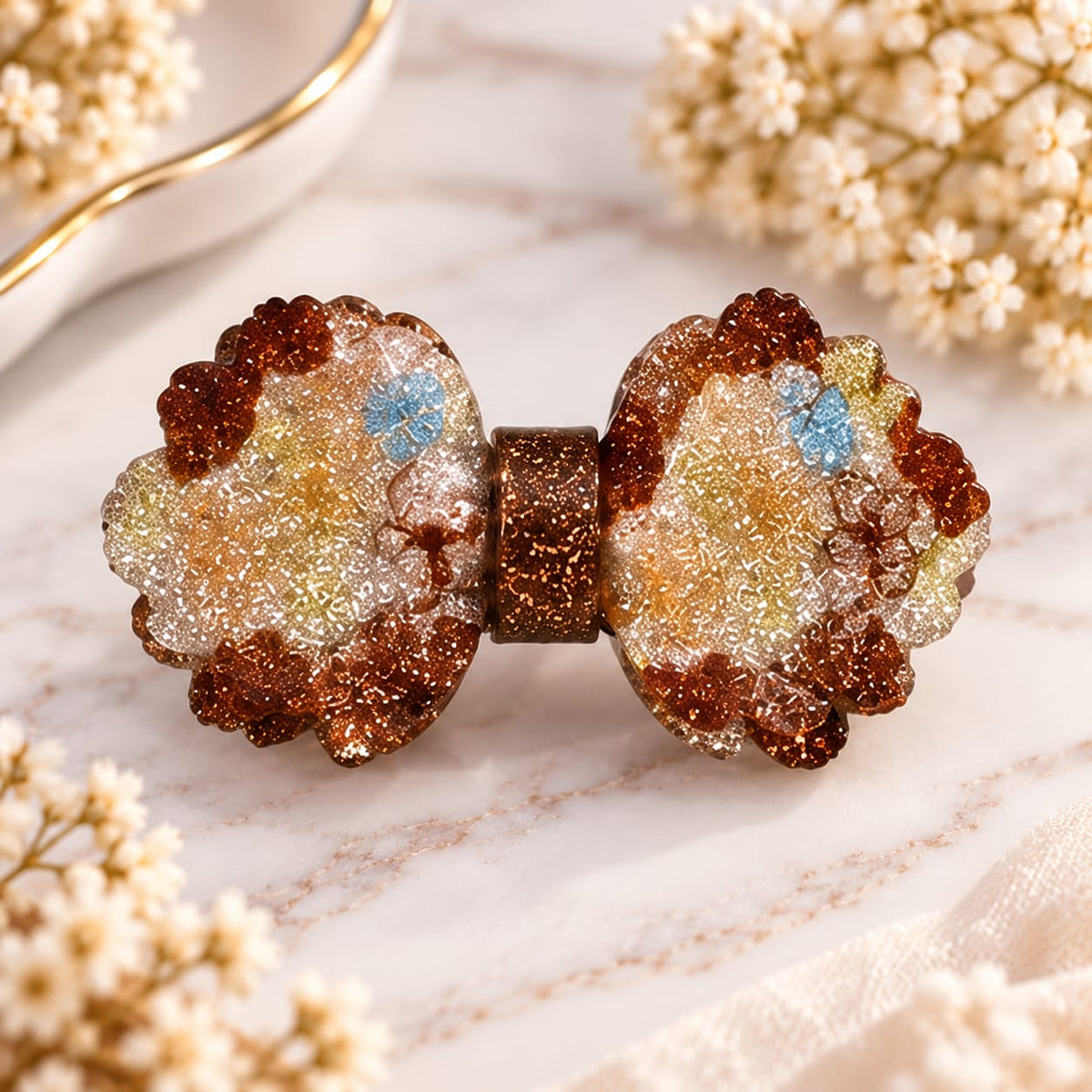 Glitter Floral Bow Clip
