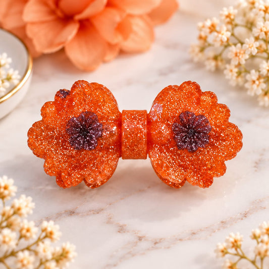Glitter Floral Bow Clip