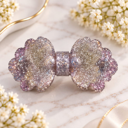 Glitter Floral Bow Clip