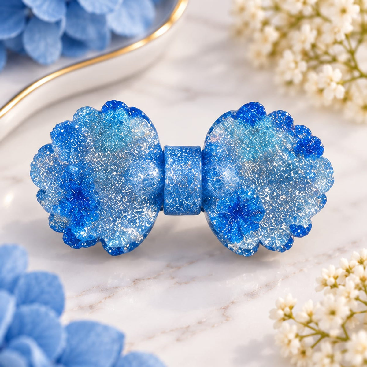 Glitter Floral Bow Clip