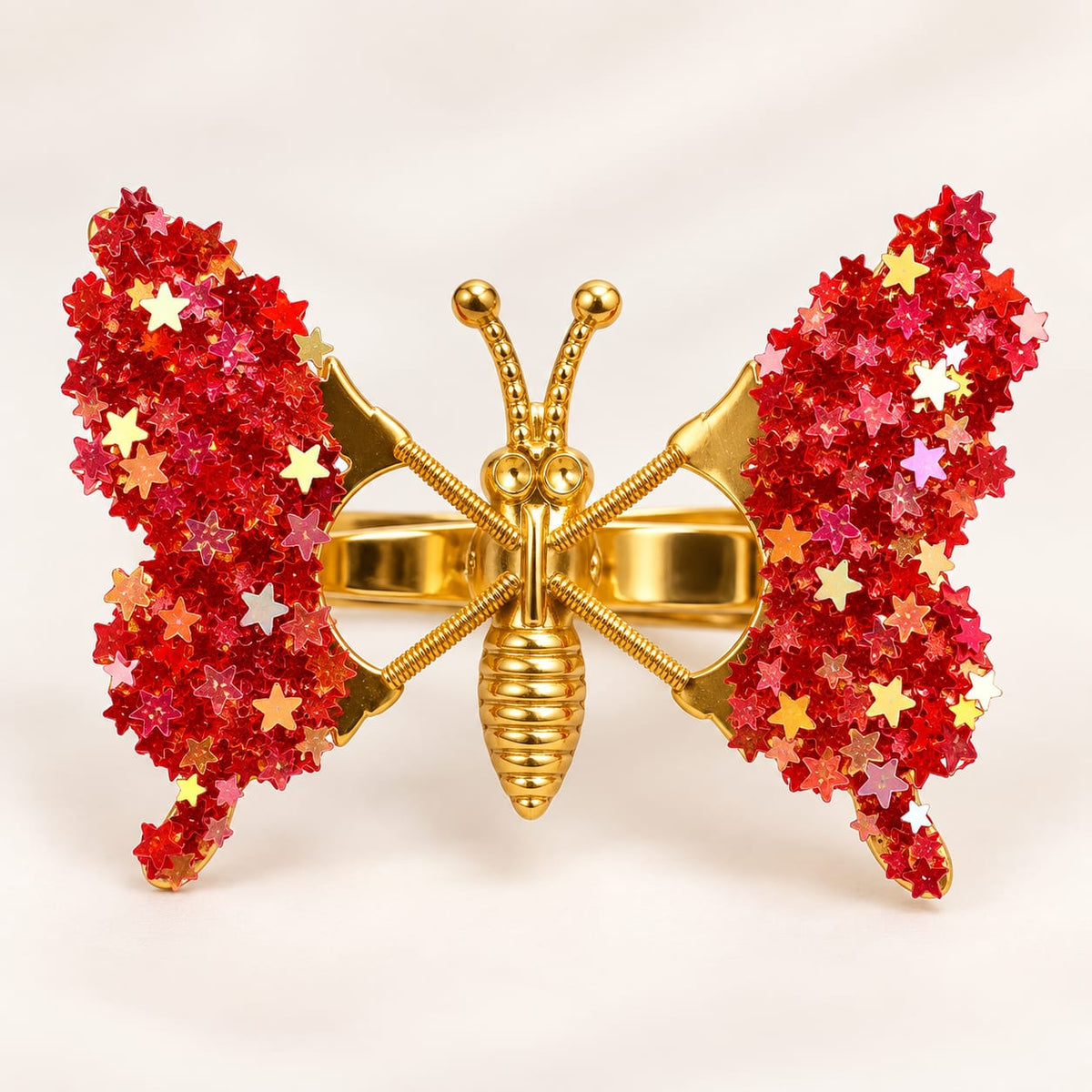 Ruby Red Glitter Butterfly Hair Pin