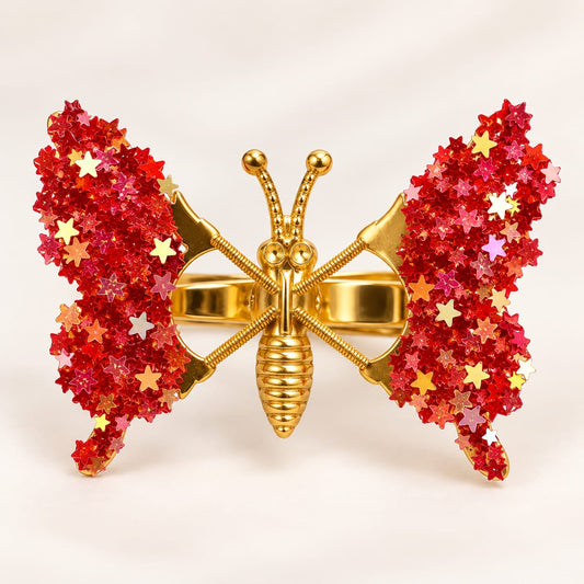 Ruby Red Glitter Butterfly Hair Pin