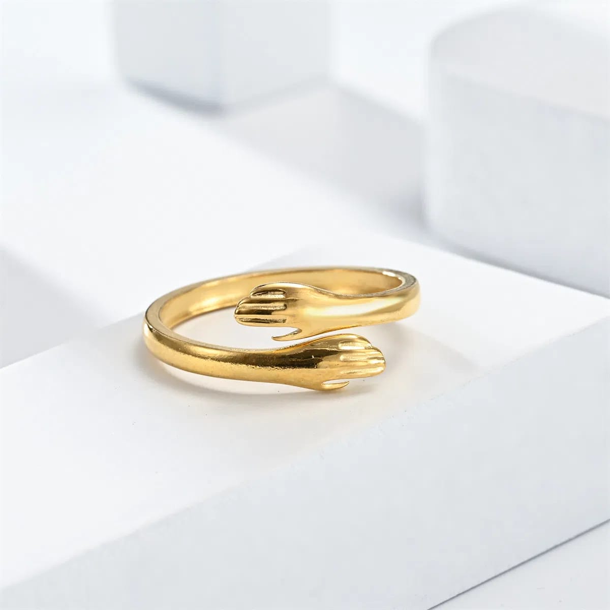 Adjustable Golden Stainless Steel Hug Ring