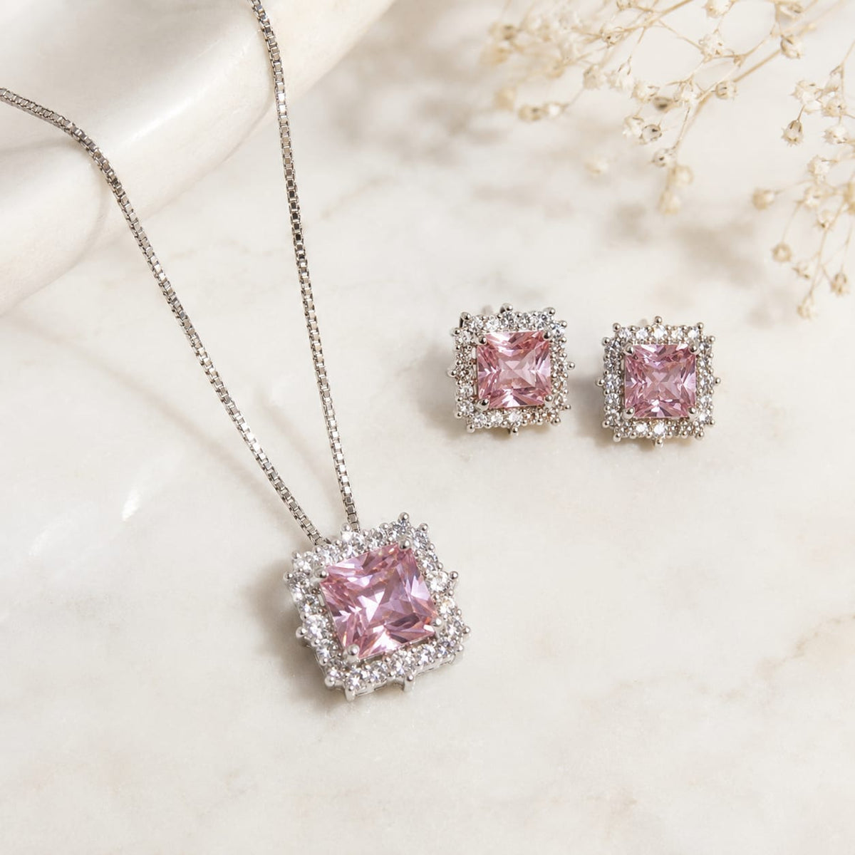 Blush Pink Halo Jewelry Set