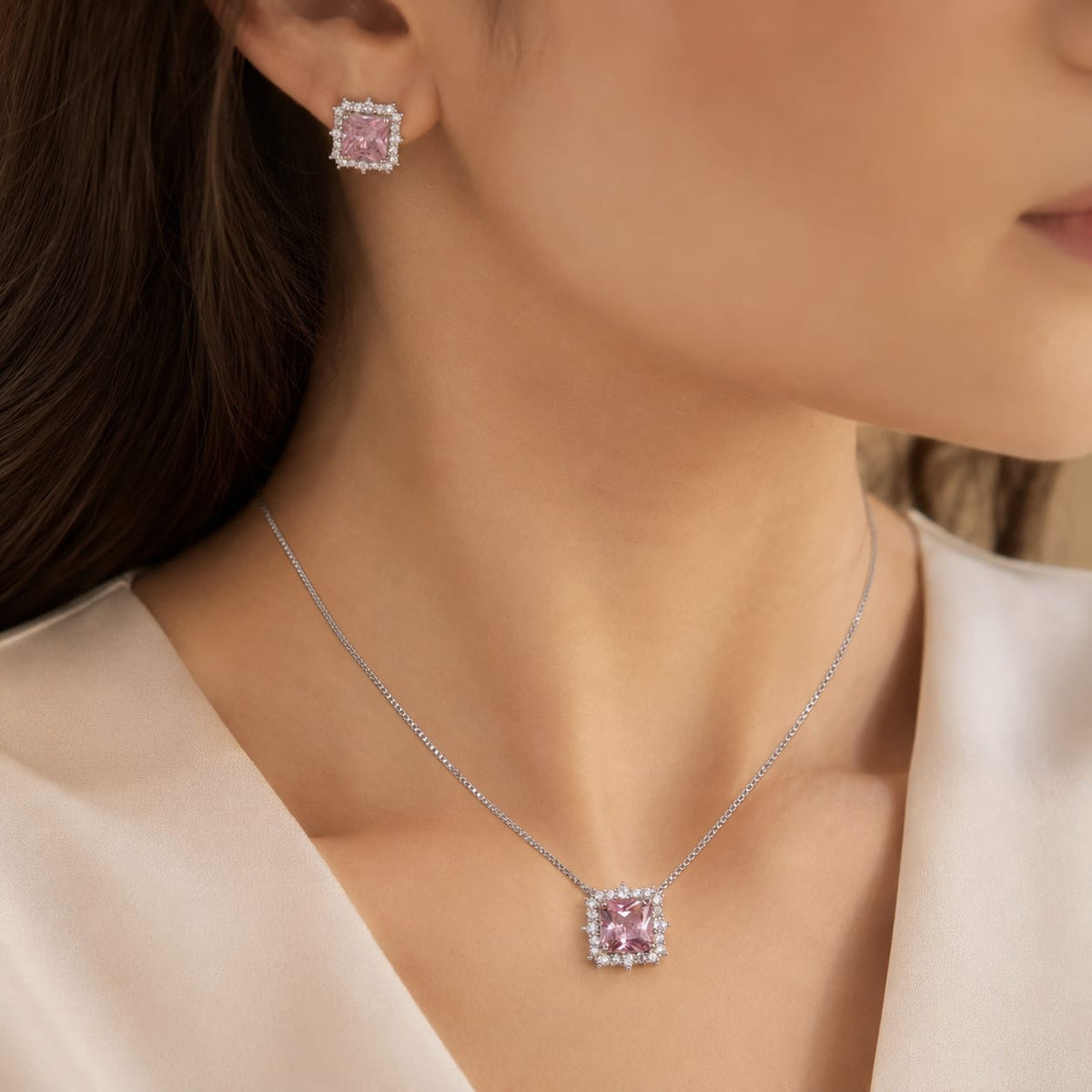Blush Pink Halo Jewelry Set