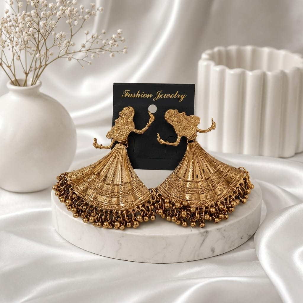 Golden Royal Jhumka Dancer Earrings