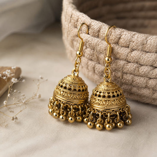 Golden Heritage Jhumka Earrings