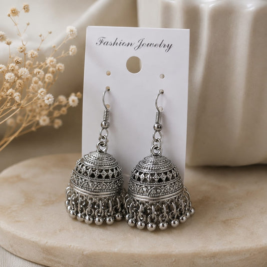 Silver Heritage Jhumka Earrings