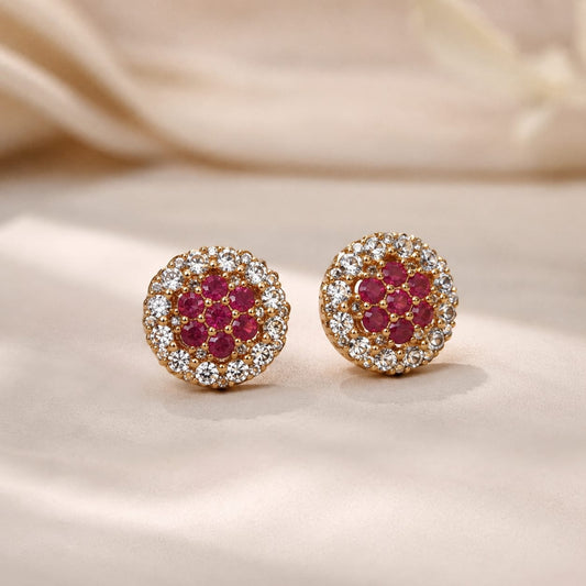 Ruby Glow Halo Studs