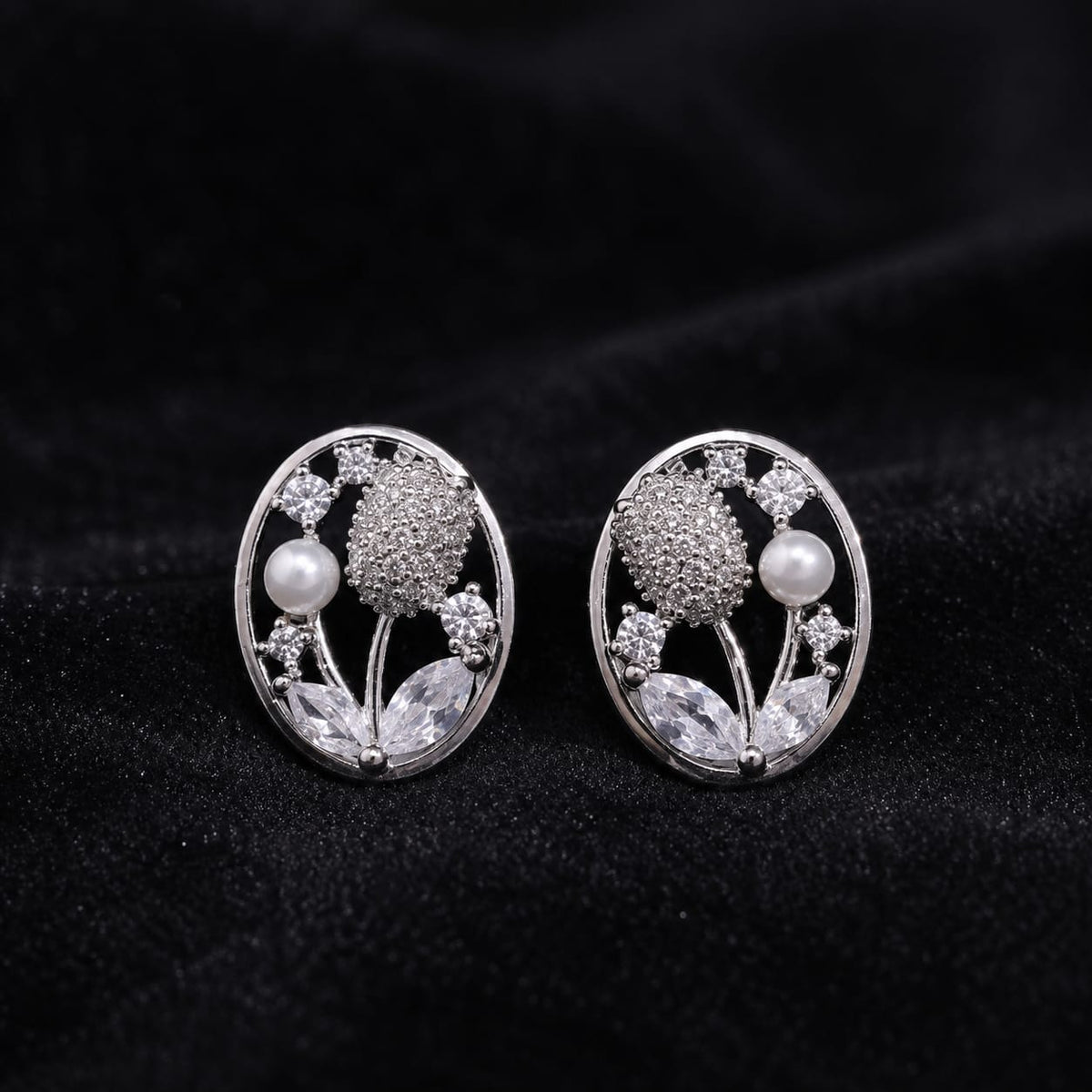Pearl Blossom Oval Studs