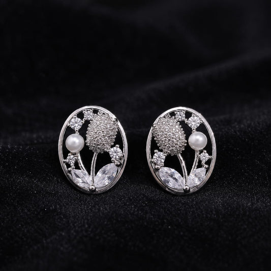 Pearl Blossom Oval Studs