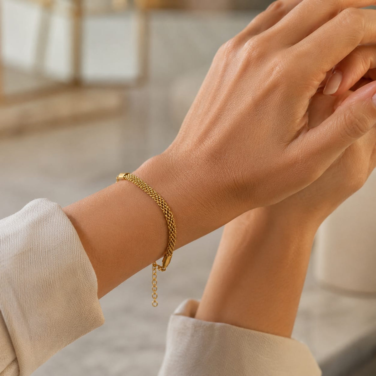 Golden Woven Link Bracelet