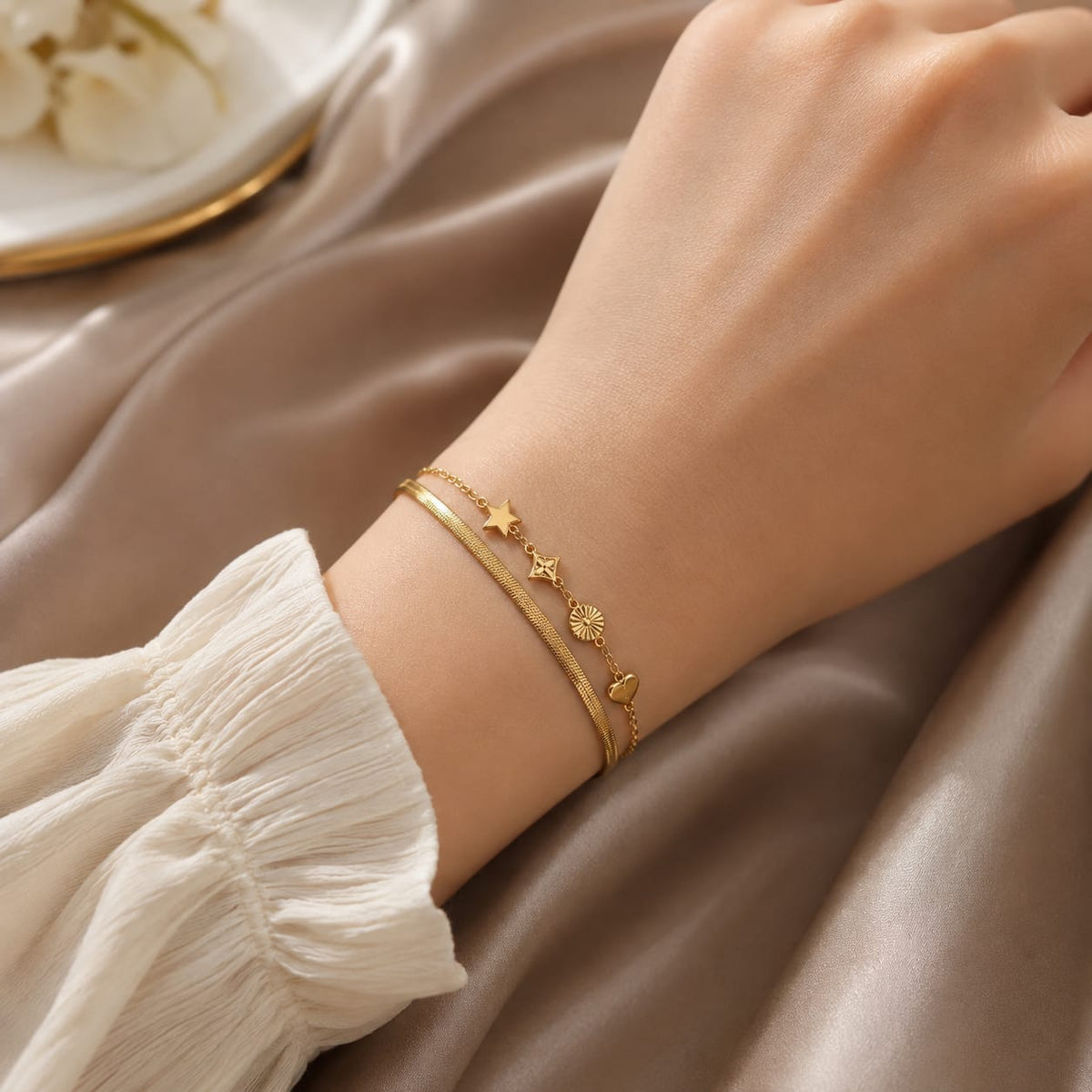 Golden Charm Double-Layer Bracelet