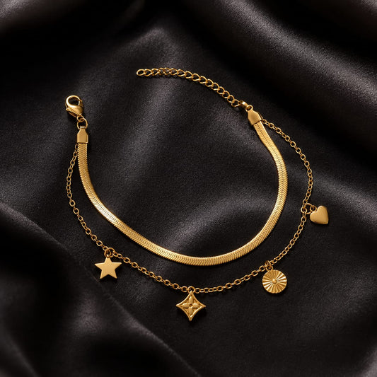 Golden Charm Double-Layer Bracelet