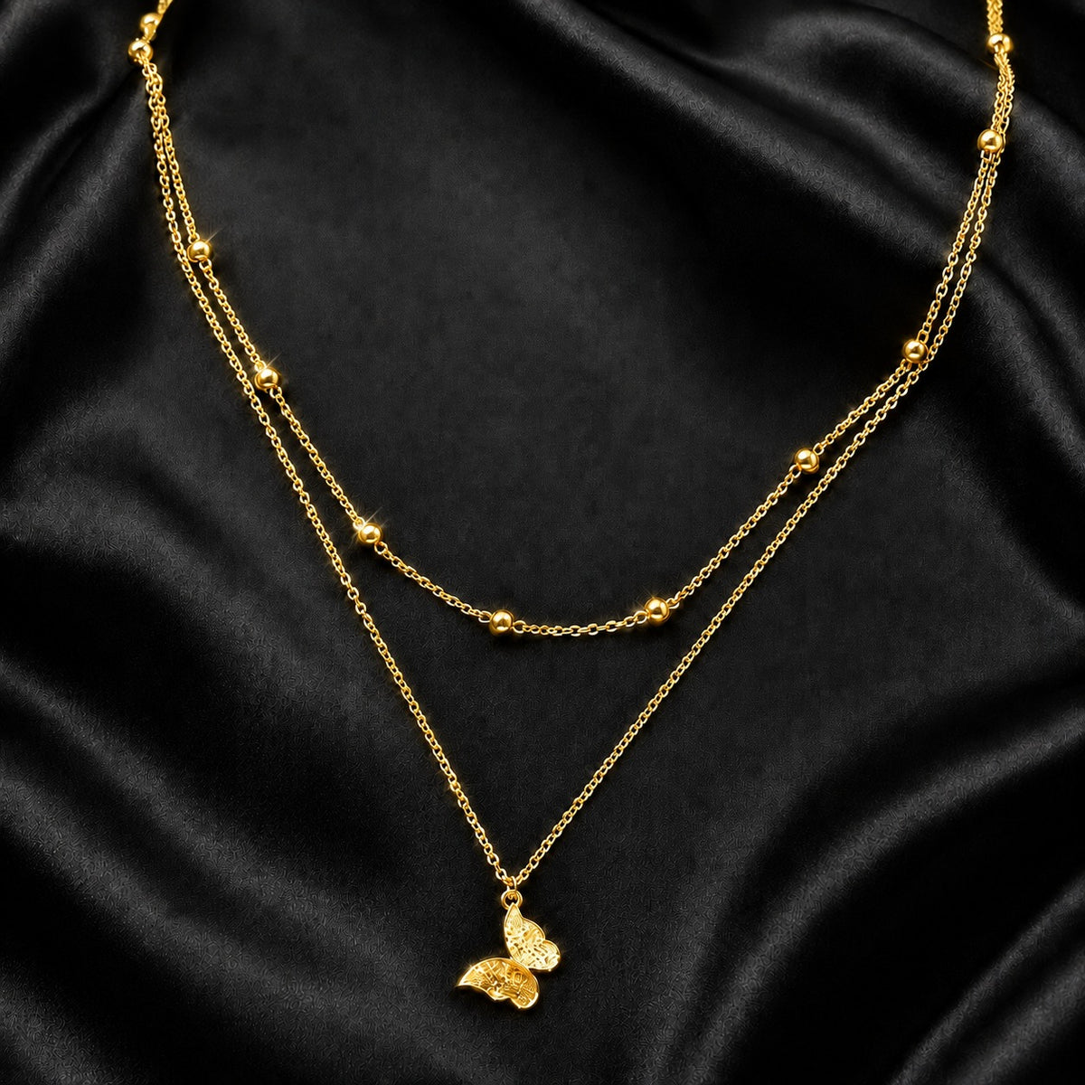Golden Butterfly Layered Necklace