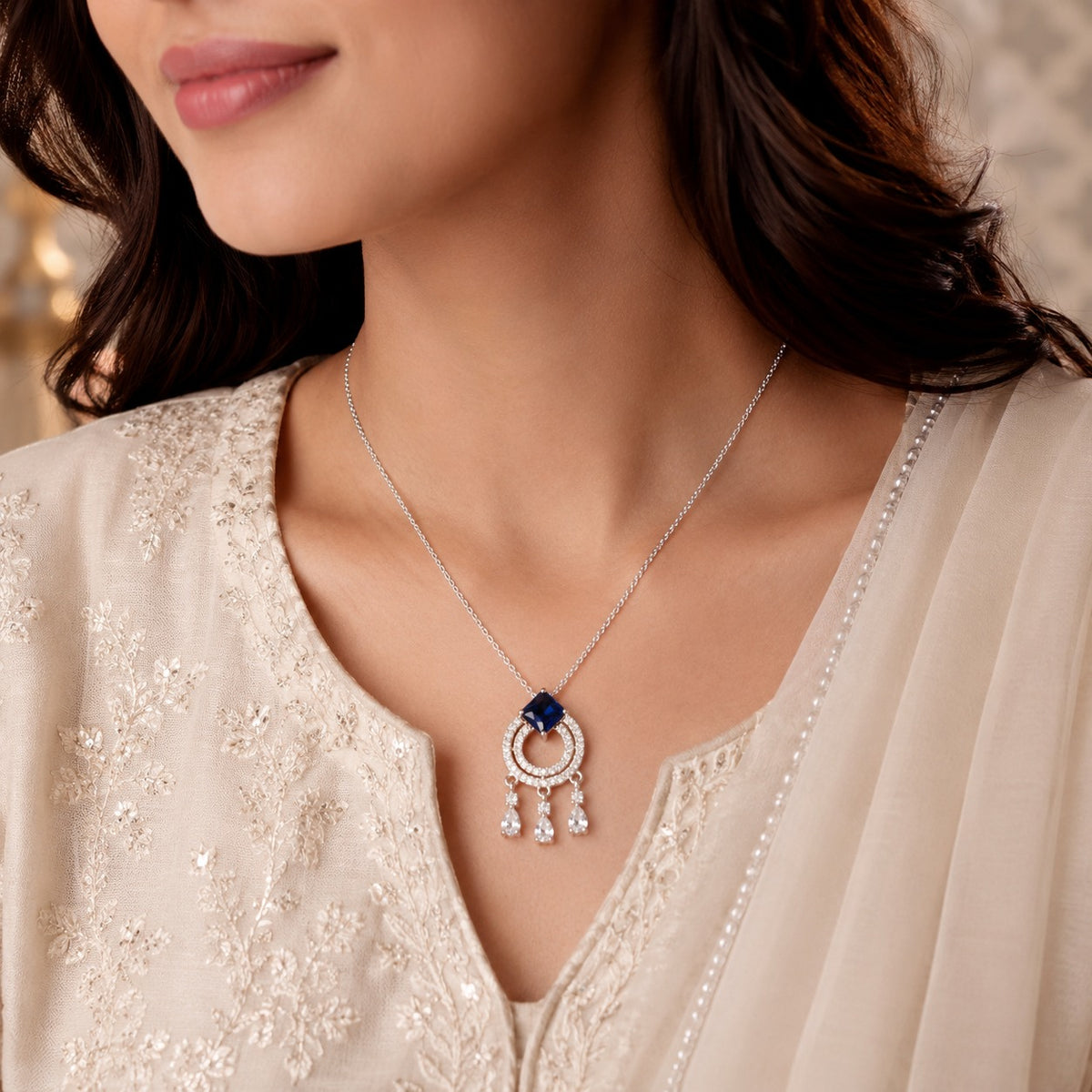 Midnight Sapphire Drop Necklace