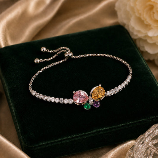 Rainbow Butterfly Crystal Bracelet