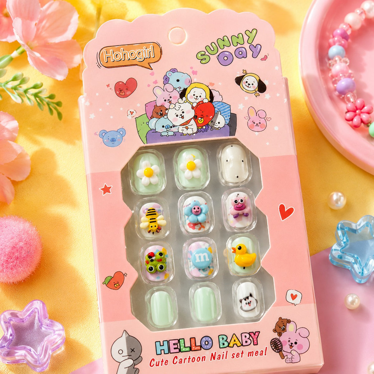 Kawaii 3D Cartoon Kids Nail Set