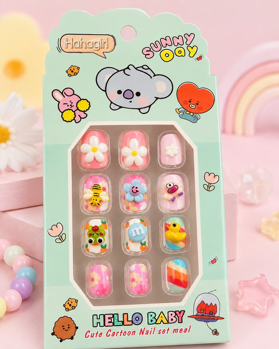 Kawaii 3D Cartoon Kids Nail Set