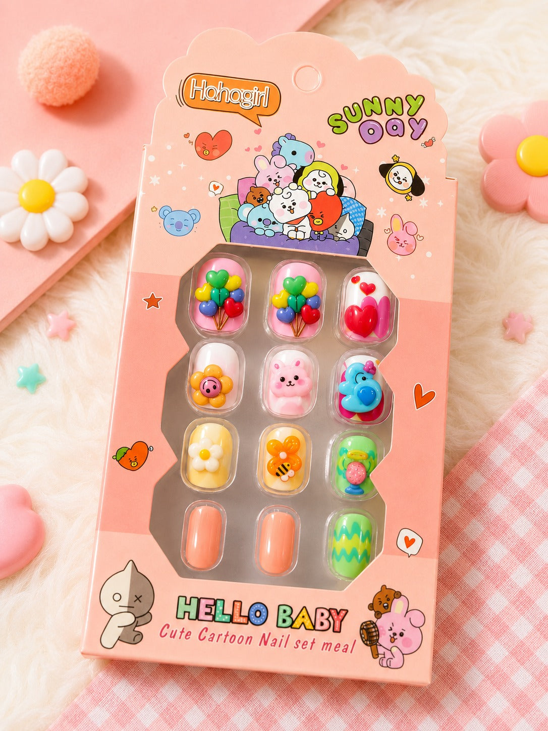 Kawaii 3D Cartoon Kids Nail Set