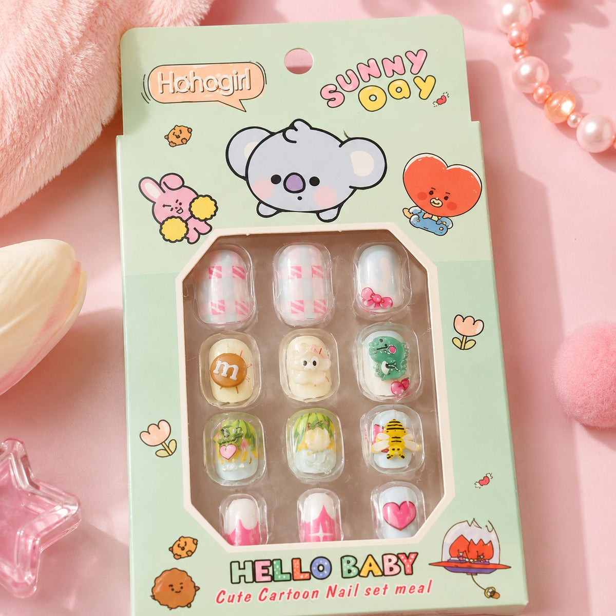 Kawaii 3D Cartoon Kids Nail Set