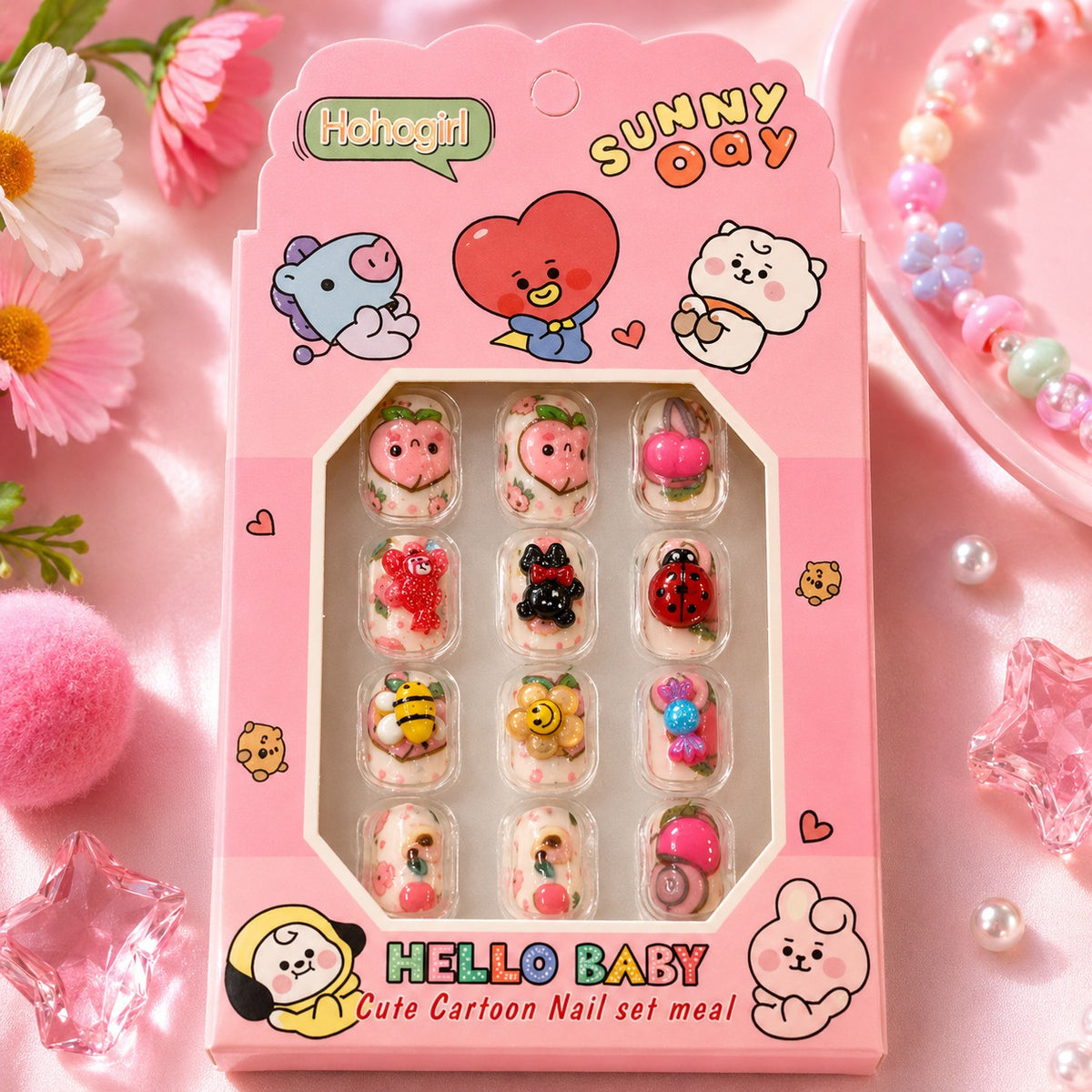 Kawaii 3D Cartoon Kids Nail Set