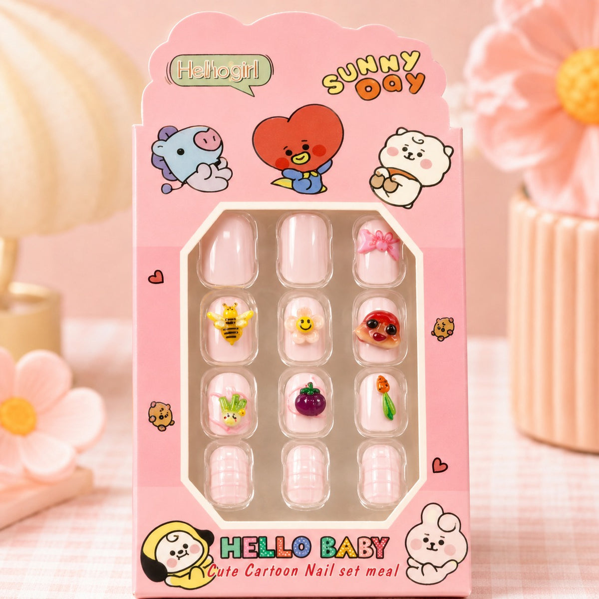 Kawaii 3D Cartoon Kids Nail Set