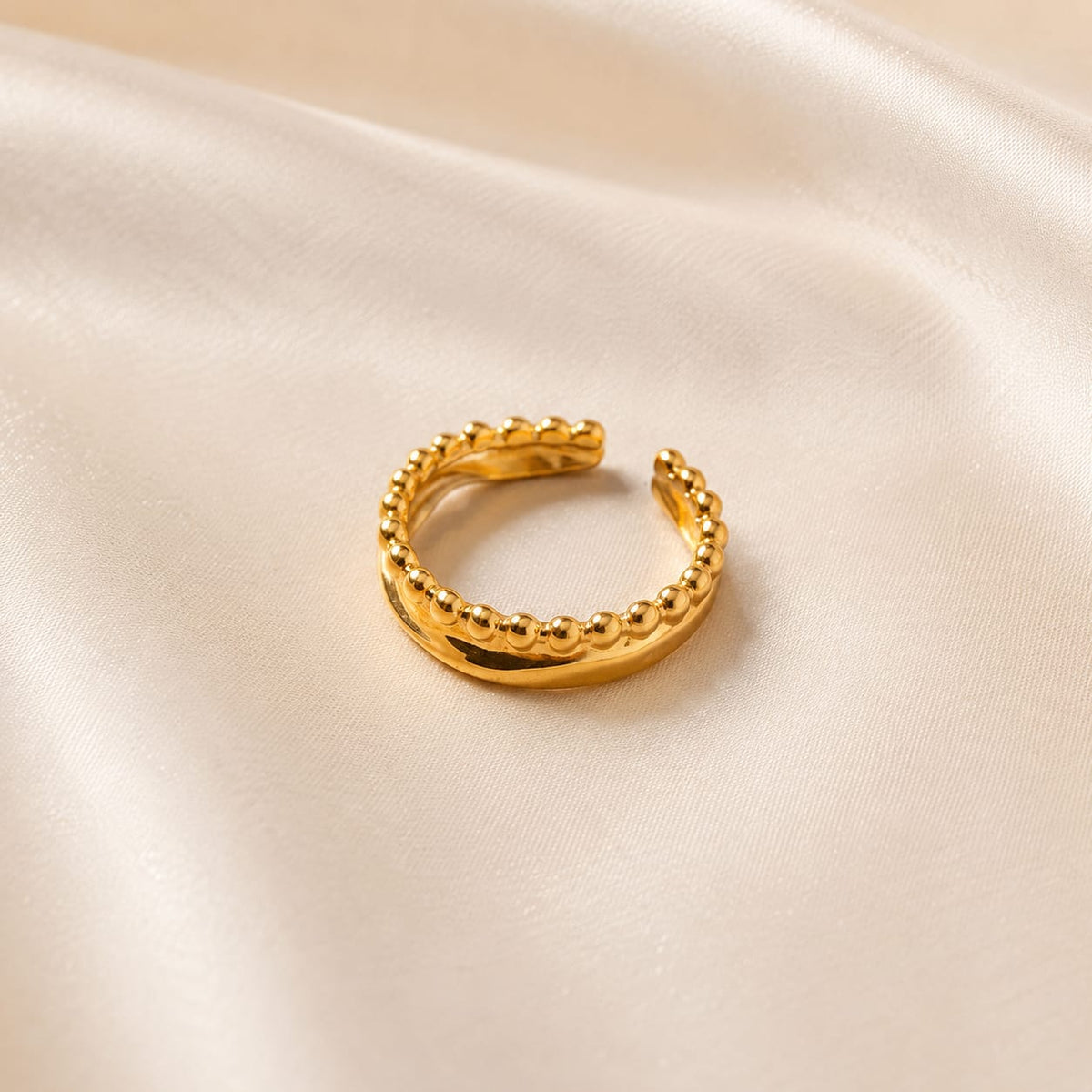 Elegant Golden Beaded Ring