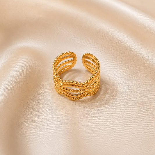Golden Layered Beaded Ring