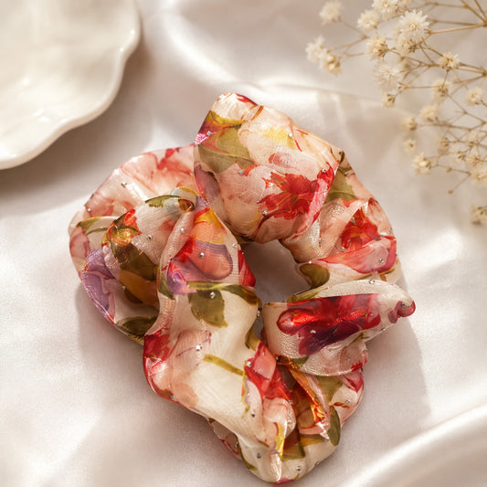 Blush Garden Floral Scrunchie