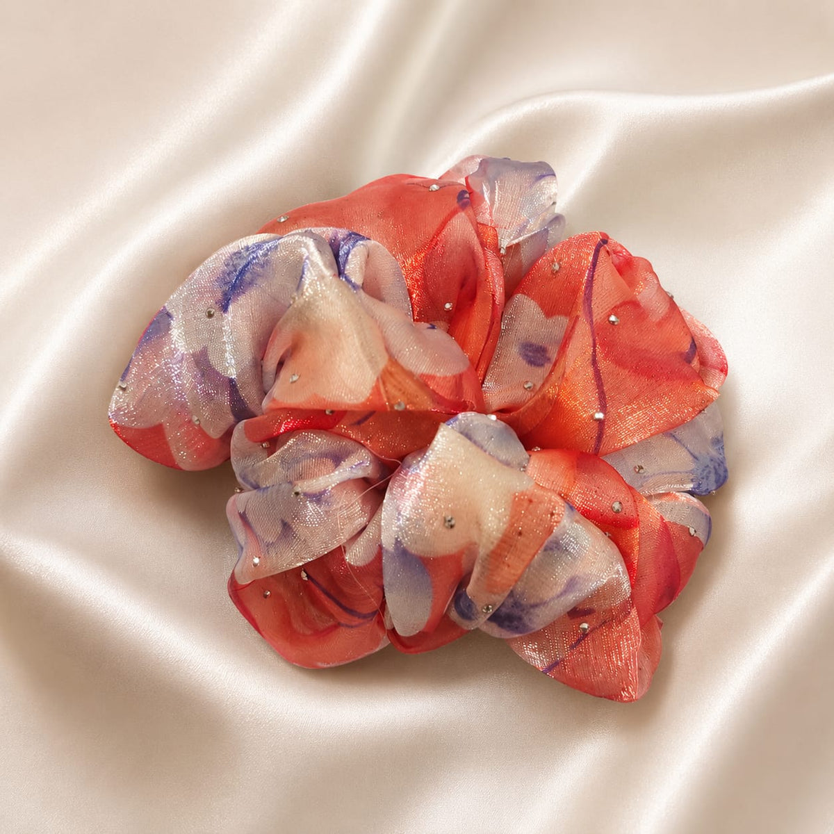 Coral Lilac Shimmer Scrunchie