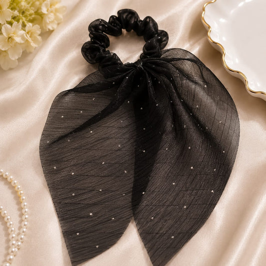 Midnight Sparkle Bow Scrunchie