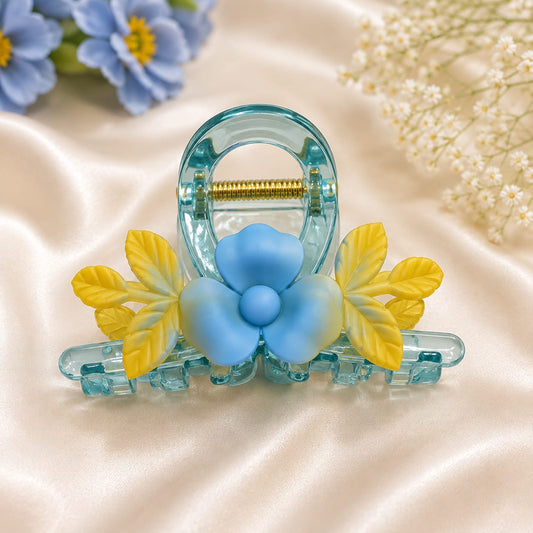 Aqua Sunshine Floral Claw Clip