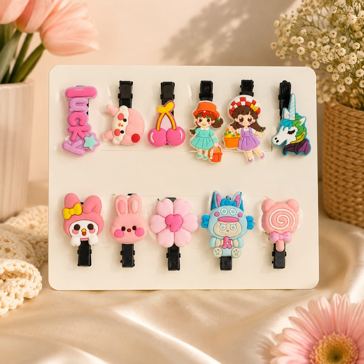 Kawaii Cartoon Kids Hair Clip Set