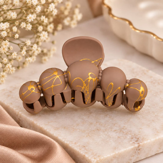 Light Brown &Gold Marble Hair Claw Clip