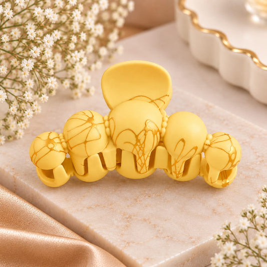 Yellow & Gold Marble Hair Claw Clip