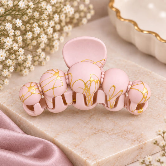 Pink  Gold Marble Hair Claw Clip