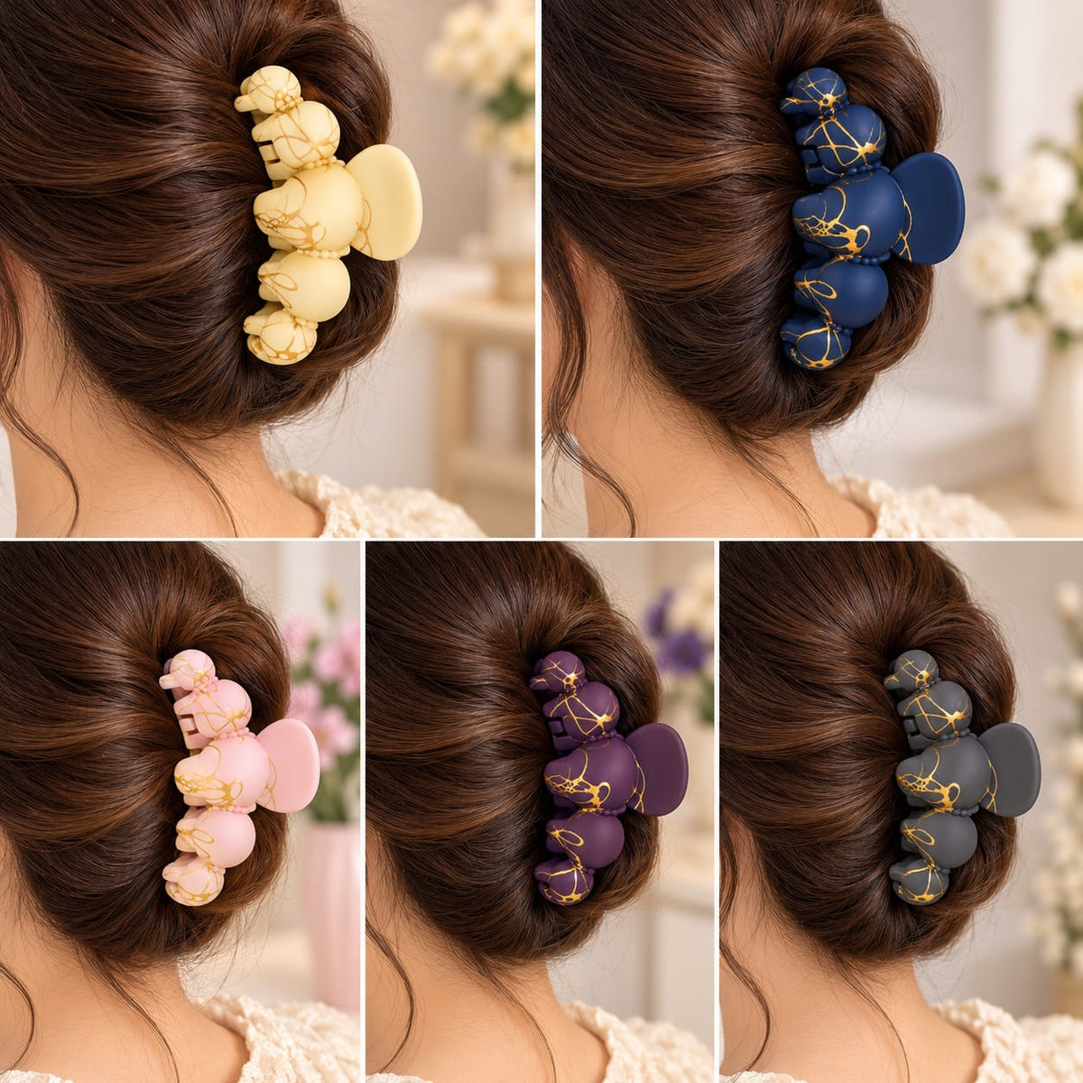 White &Gold Marble &Hair Claw Clip