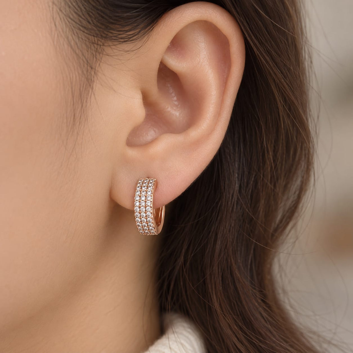 Glamour Stone Hoop Earrings